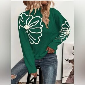 New Boutique Floral Appliqué knit sweater 3X 🍂🍁 A